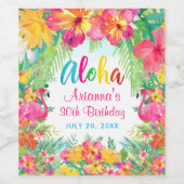 Aloha Luau Tropical Flamingo Birthday Weinetikett (Einzelnes Label)