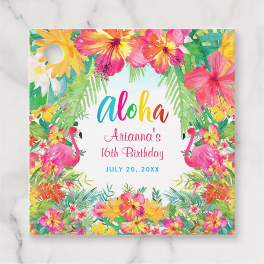 Aloha Luau Tropical Flamingo Geschenkanhänger (Vorderseite)
