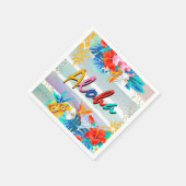 Aloha Luau Tropical Floral Glitzer Party Serviette (Ecke)