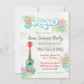 Aloha Luau Tropical Floral Summer Party Einladung (Vorderseite)