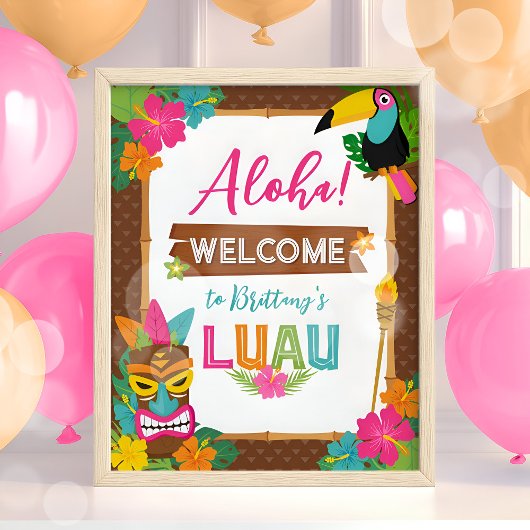 Aloha Luau Tropical Geburtstag Willkommen Acrylschild