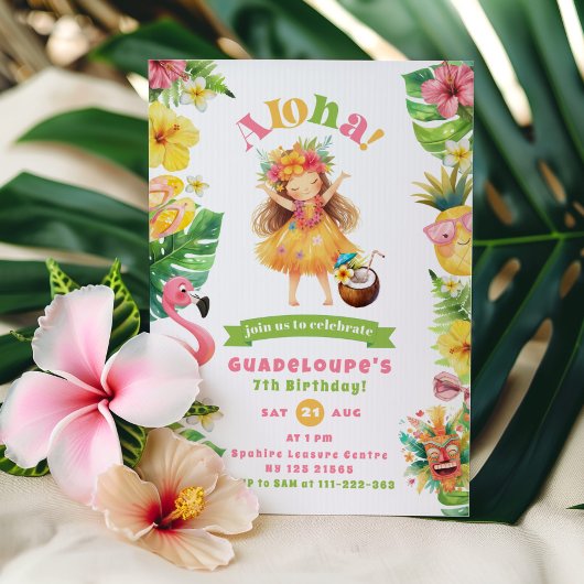 Aloha Luau Tropical Geburtstagsparty Einladung