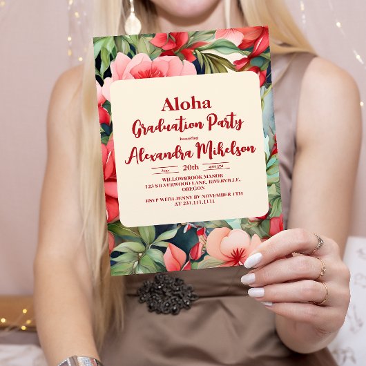 Aloha Luau Tropical Graduation Party Einladung