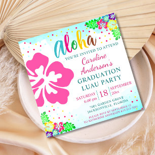 Aloha Luau Tropical Hibiskus Square Abschluss Einladung