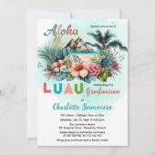 Aloha Luau Tropical Island Beach Graduation Party Einladung (Vorderseite)