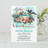 Aloha Luau Tropical Island Beach Graduation Party Einladung (Stehend Vorderseite)
