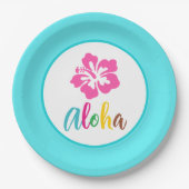 Aloha Luau Tropical Summer Hibiskus Pappteller (Vorderseite)