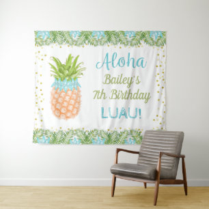 Aloha Luau Tropische Ananas Geburtstagsgrundierung Wandteppich