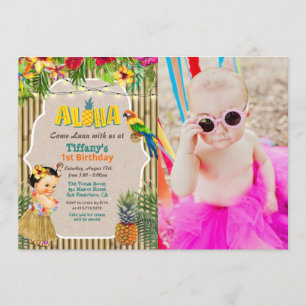 Aloha Luau Tropische Geburtstags-Fotoeinladung Einladung