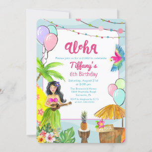 Aloha Luau-Tropische Poolparty-Geburtstagseinladun Einladung
