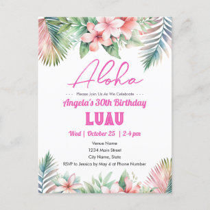 Aloha Luau Tropischer Erwachsener Geburtstag Postkarte