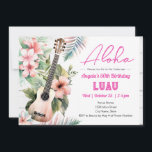 Aloha Luau ukulele 50. Geburtstag Einladung<br><div class="desc">Erwachsenes Thema Hawaiian tropischen Strand florale Aquarell Grafik Party. Verfügbar als digitaler Download druckbar. Benutzerdefinierte,  personalisierte,  bearbeitbare Download-Ukulele</div>