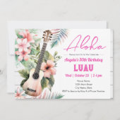 Aloha Luau ukulele Adult Birthday Einladung (Vorderseite)