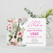Aloha Luau ukulele Adult Birthday Einladung (Stehend Vorderseite)