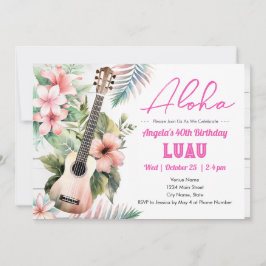 Aloha Luau ukulele Adult Birthday Einladung