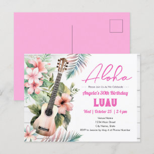 Aloha Luau Ukulele Erwachsener Geburtstag Postkarte
