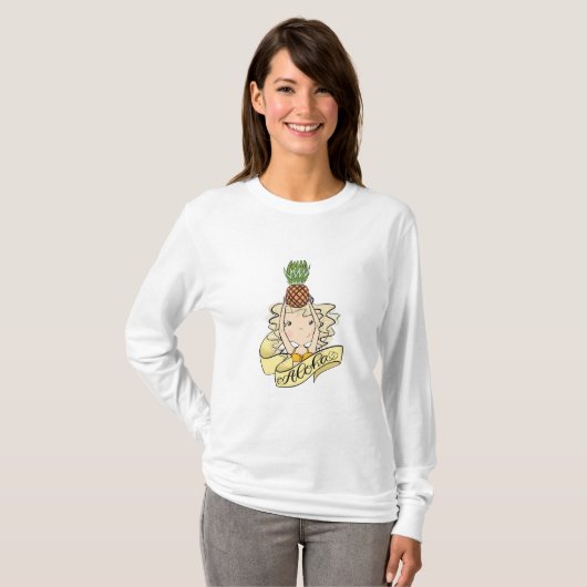 Aloha Mädchen mit Ananas T-Shirt (Vorne ganz)