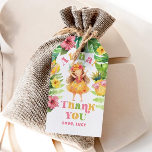 Aloha Mädchen Sommer Tropical Luau Geburtstag viel Geschenkanhänger