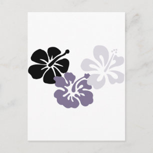 Aloha mahalo-grauer Hibiskus Postkarte