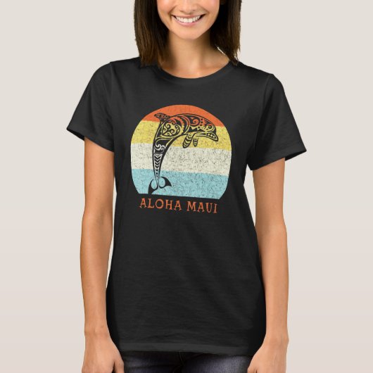 Aloha Maui Vintag Hawaiian Island Stammedolphin T-Shirt (Vorderseite)