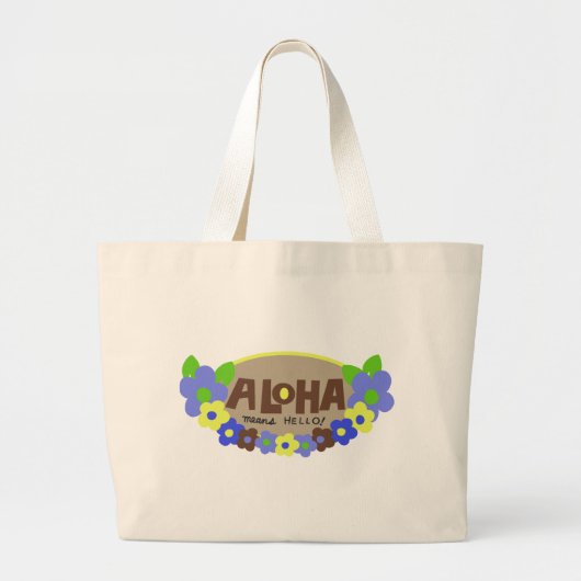 Aloha Means Hello Hawaiian Floral Jumbo Stoffbeutel (Vorne)