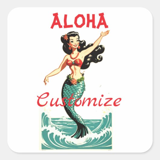 Aloha Mermaid Thunder_Thunder_Cove Quadratischer Aufkleber (Vorderseite)