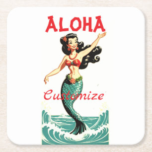 Aloha Mermaid Thunder_Thunder_Cove Rechteckiger Pappuntersetzer