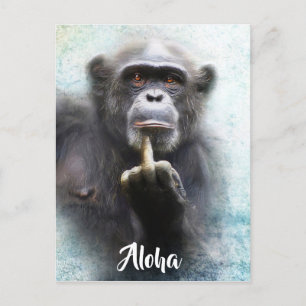 Aloha Middle Finger Salute Funny Ape Offensive Postkarte