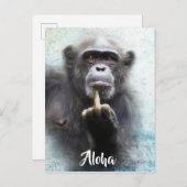 Aloha Middle Finger Salute Funny Ape Offensive Postkarte (Vorne/Hinten)