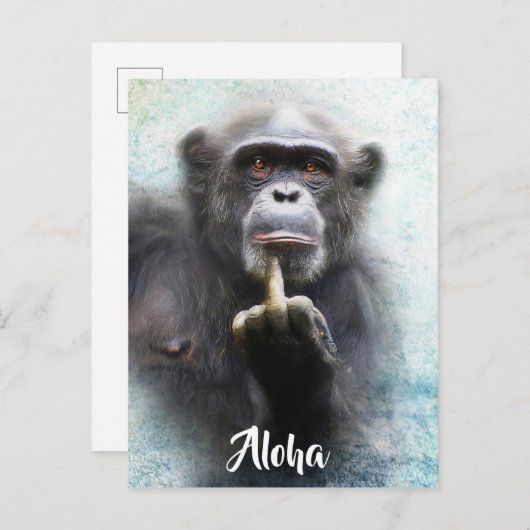 Aloha Middle Finger Salute Funny Ape Offensive Postkarte (Vorne/Hinten)