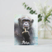 Aloha Middle Finger Salute Funny Ape Offensive Postkarte (Stehend Vorderseite)