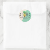 Aloha mit Ananas, grün und beige Leinen Runder Aufkleber (Tasche)