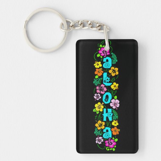 Aloha mit Blume Schlüsselanhänger (Vorderseite)