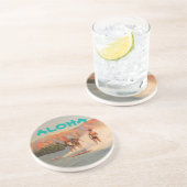 Aloha mit Vintage-Surfern in Hawaii Getränkeuntersetzer (Seite)