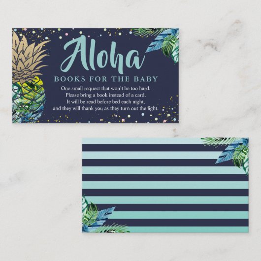 Aloha Navy Blue Pineapa Baby Shower Buy Request Begleitkarte (Vorne/Hinten)