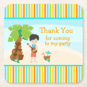 Aloha Niedlich Black Hair 'Danke für das Kommen' Rechteckiger Pappuntersetzer