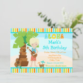 Aloha Niedlich Blonde Boy Geburtstagsparty Einladung (Stehend Vorderseite)