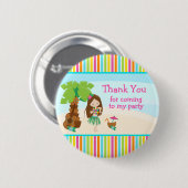 Aloha Niedlich Brown Hair Girl 'Danke für das Komm Button (Vorne & Hinten)