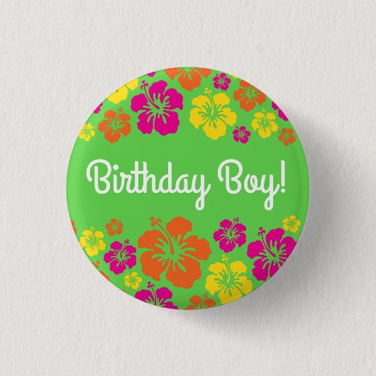 Aloha Niedlich Hawaiian Kid's Geburtstagspartei Button (Vorderseite)