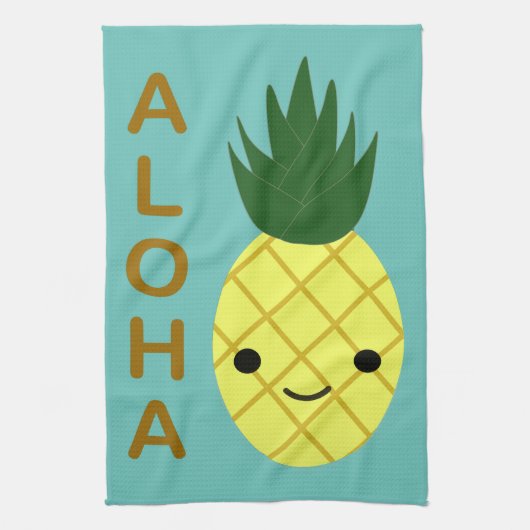 Aloha Niedlich Kawaii Ananas Geschirrtuch (Vertikal)