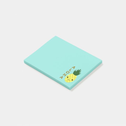Aloha Niedlich Kawaii Ananas Post-it Klebezettel (angewinkelt)