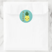 Aloha Niedlich Kawaii Ananas Runder Aufkleber (Tasche)