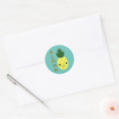 Aloha Niedlich Kawaii Ananas Runder Aufkleber (Umschlag)