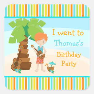 Aloha Niedlich Red Hair Party Quadratischer Aufkleber