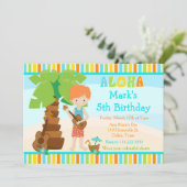 Aloha Niedlich Red Hairs Boy Birthday Party Einladung (Stehend Vorderseite)