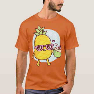 Aloha Niedliche Ananas mit Sonnenbrille und Kokosn T-Shirt