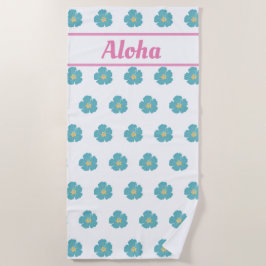 Aloha! Niedliches Aquamarines Blue Tropical Blume  Strandtuch