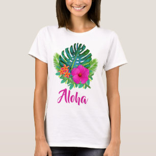 Aloha Oahu Hawaii Tropisches Floraldesign T-Shirt