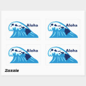 Aloha Ocean Wave Hawaiian Rechteckiger Aufkleber (Blatt)