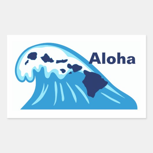 Aloha Ocean Wave Hawaiian Rechteckiger Aufkleber (Vorderseite)